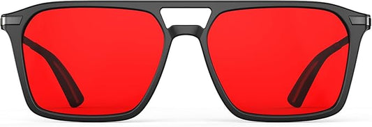 Goiteia Red Light Glasses for Sleep, Dual AR Coatings, Retro 70s Red Glasses Blue & Green Light Blocking for Better Sleep