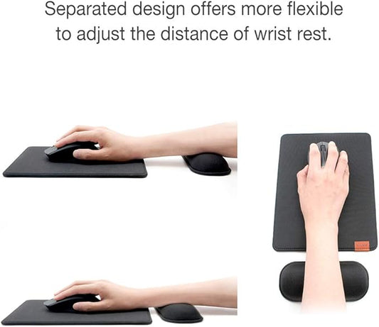 SenseAGE Ergonomic Detachable Mouse Pad with Wrist Rest Support, Adjustable Placement for Pain Relief, Non-Slip Base, for Computer & Laptop, Office Desk Accessories, 9.7 x 7.3 in (Black)
