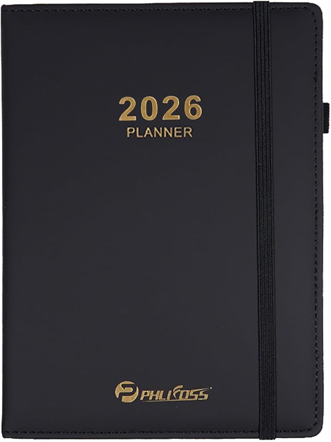 Daily Planner 2026 / Appointment Book, One Page Per Day, Jan - Dec 2026, Annual Daily Monthly Calendar Planner with Hourly Schedule and Monthly Tabs, 5.7" x 8.3" Agenda (Black)