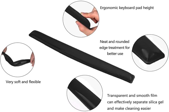 Gel Keyboard & Mouse Wrist Rest Set - Keyboard Wrist Rest Pad & Mouse Support for Office Gaming Pad Computer Laptop Ergonomic Comfortable Pain Relief- Pad Set (Black Pad Set)