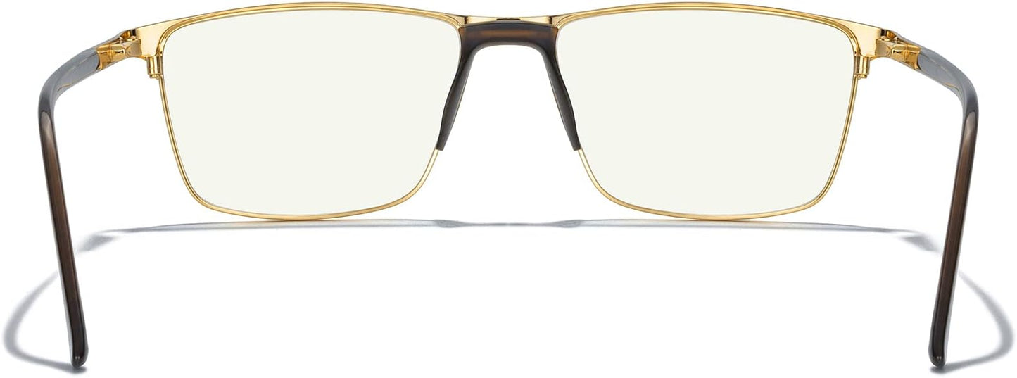 MERRY'S Fashion Blue Light Blocking Glasses - Reading Glasses Metal Frame Spring Hinge Readers for Men Eyeglasses