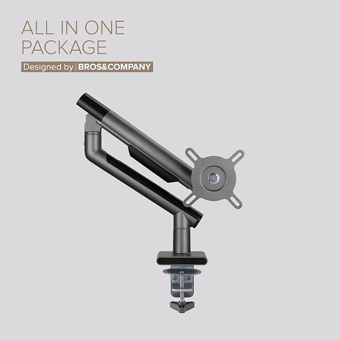 POUT E12 Ultrawide Monitor Arm Mount – Adjustable Full Motion Desk Stand for 17’’-32’’ Displays, Supports 4-22lbs, VESA 75x75mm & 100x100mm (Grey/Black)