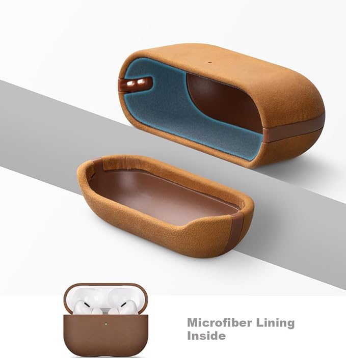 LOPIE Case for AirPods Pro 2nd Generation - Handmade AirPods Pro 2 Case Cover - Made of Crazy Horse Leather - Protective Hard Shell Cover Compatible with Wireless Charging - Vintage Style - Dark Brown