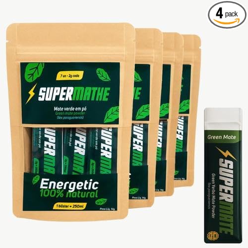 SuperMathe Yerba Mate Powder – 4-Pack (7 Blisters Each, 28 Total) – Single-Serve Blister Packs – Original Green Mate Flavor