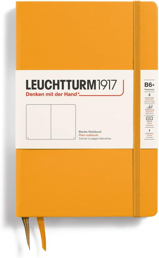 LEUCHTTURM1917 - Notebook Hardcover Paperback B6+ - 219 Numbered Pages for Writing and Journaling (Rising Sun, Plain)