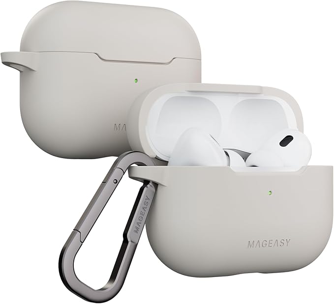 MAGEASY Designed for AirPods Pro 2 Case - Shockproof Protective Case for AirPods Pro & Pro 2, Stain-Resistant, Smooth & Skin-Friendly, Support Wireless Charging - Skin (Starlight White)