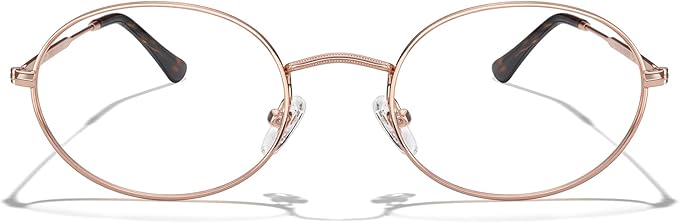 RB. Pilot Oval Reading Glasses for Women Men Blue Light Blocking Computer Thin Metal Full Rim Frame Readers