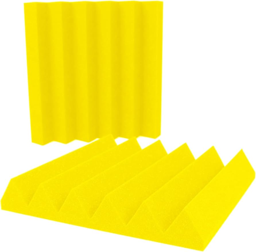 Foam Factory Inc 24 Pack Color Acoustic Foam Panel Studio Soundproofing Wedge Wall Tiles 12” X 12” X 2” (Yellow)
