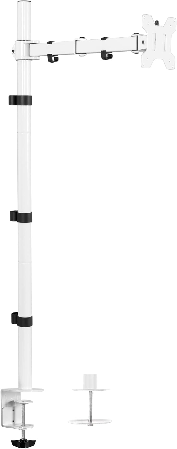 VIVO Extra Tall Single Monitor Desk Mount Stand with 39 inch Pole, Features Full Adjustability - Tilt and Articulation, Holds 13 to 32 inch Screens up to 10kg with VESA Mounting, White, STAND-V011W