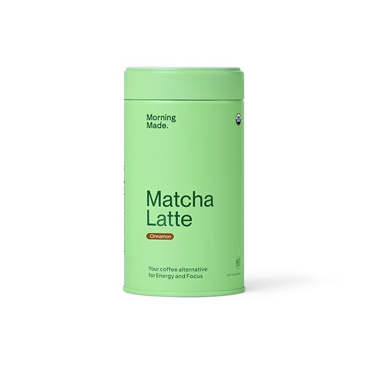 Morning Made Cinnamon Flavored Ceremonial Grade Matcha Powder | 8.46oz (240g) Resealable Tin | 60 Servings Premium Japanese Green Tea | Sweetened with Organic Sugar | Rich in Antioxidants & Energy Boosting