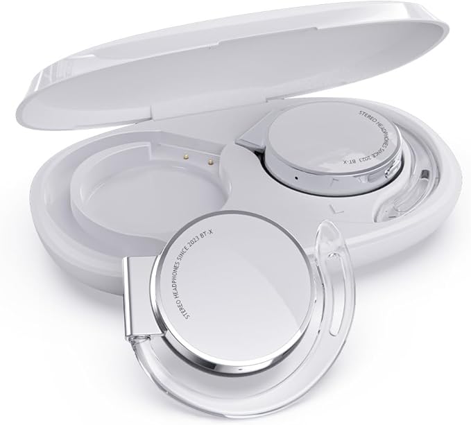 On Ear Headphones Bluetooth V5.3, Clip on Headphones Wireless, Open Ear Headphones with Earhooks, Sports Headset Bluetooth with 4 Microphones, Noise Cancelling/Long Battery Life/with Charging Case