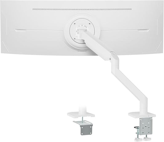 White Monitor Arm for 17”-57” Screens up to 55lbs, Premium Aluminum Ultrawide Monitor Mount for Samsung 49” Odyssey G9 and LG, VESA 75/100mm