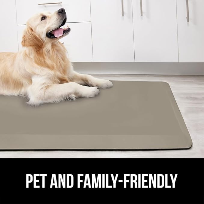 GORILLA GRIP Comfortable Cushioned Kitchen Mats for Floor, Waterproof and Stain Resistant Soft Top, 3/4 Inch Thick Ergonomic Standing Desk Anti Fatigue Mat, Foam Supports Ankles and Feet, 20x32, Taupe