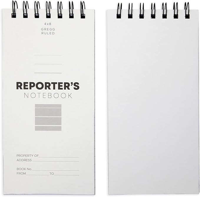 Juvale 12-Pack Reporters Notebook - 4 x 8 in White Top-Bound Spiral Soft Cover - 70 Sheets/140 Pages per Pad - Portable Pocket Notepads for Journalists & Detectives - Durable Lay-Flat Writing