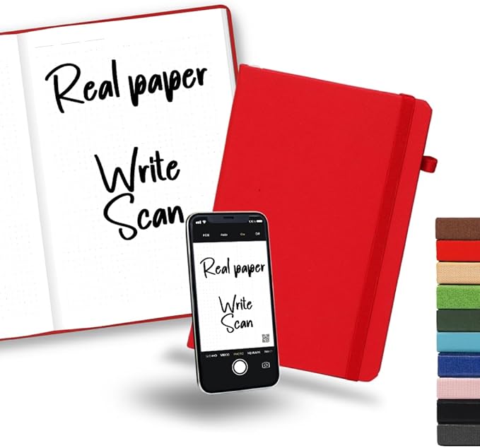 Executive Dotted Luxury Hard Cover | 190 Pages | 100g | Eco-Friendly Smart Note-Taking | Free App for Digital Note-Taking and Organization | RED