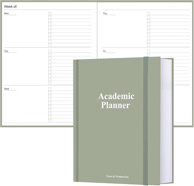 Academic Planner for 2025 2026 or Anytime – 8.5" x 11" Undated Weekly Student Planner For Homeschool, High School, College & Nursing Students, 200 Pages, Green