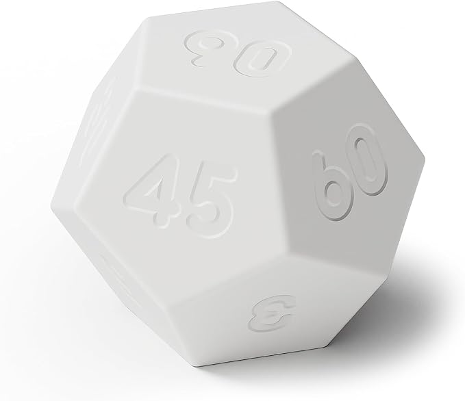 mooas Dodecagon Time Ball Rechargeable Mini Timer (White), 11 Preset Times, Desk & Study Productivity Timer, Sound/Vibrate/Mute, Easy to Use