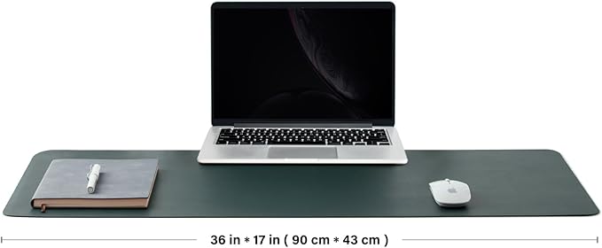 Cork Desk Mat - Dual-Sided Desk Pad for Office and Home - Desk Organization and Accessories - Ideal for Large Mouse Pad and Desk Mats on Top of Desks(Dark Green,90cmx 43cm)