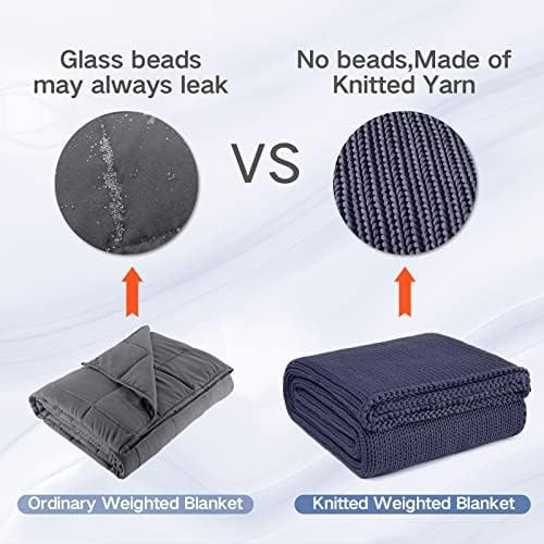 Guohaoi Knitted Weighted Blanket for Adults (Dark Grey 60"x80" 20lbs) No Beads Cooling Throw Blanket for Hot Sleepers, Home Decor Breathable Chunky Knit Heavy Blanket Use on Queen/King Size Bed