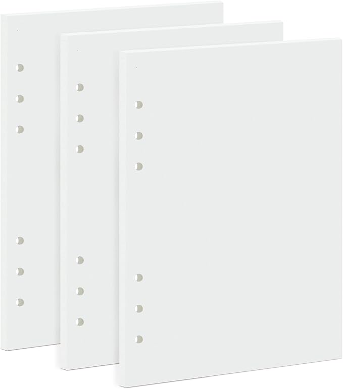A5 Loose Leaf Refill Paper, 135 Sheets Plain White Planner Refills, 6-Ring Binder Compatible, 100GSM Insert Papers for Notebooks, School, Office, College Notes, Journaling & Printing