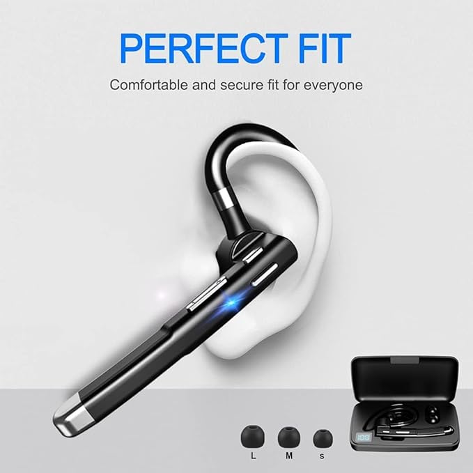 Bluetooth Headset for Cell Phones 500Hrs Standby Time with LED Charging Case 270 Degrees Rotatable Mic Hands Free Bluetooth 5.4 Version (Ivory Black)