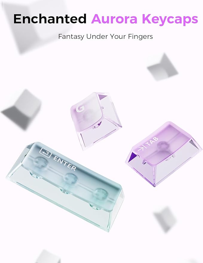 GravaStar Mercury K1 Lite 75% Gaming Keyboard, 2.4GHz/BT/Wired Tri-Mode Wireless Keyboard, Gasket Hot Swappable Mechanical Keyboard, Pre-lubed Linear Switches, RGB Backlit (Crystal Aurora)