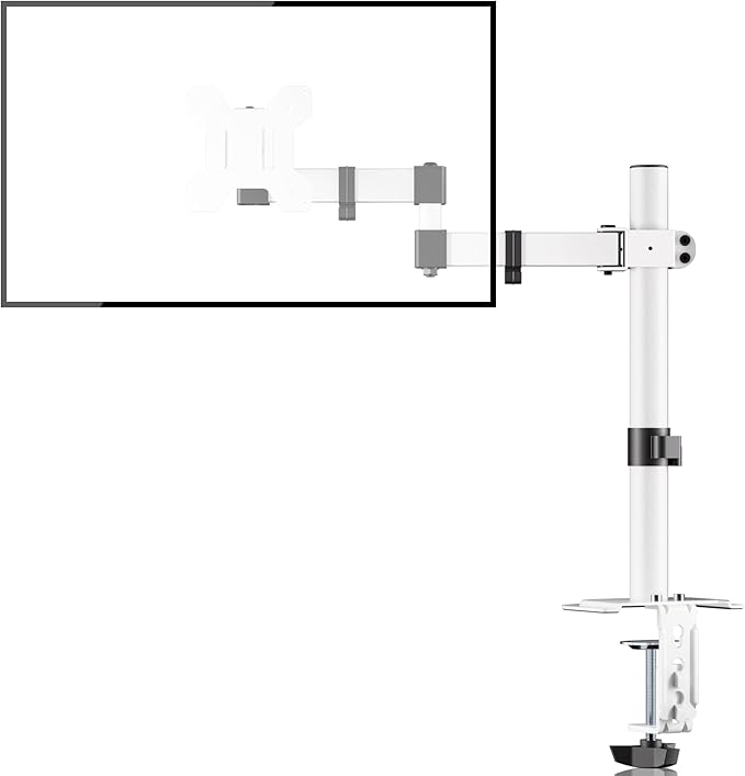 Bracwiser Monitor Mount Single Fully Adjustable Arm Monitor Arm Fits One Screen 13-32 inch 22lbs for Monitor Computer Screen 13 15 17 19 20 22 23 24 26 27 30 32 inch VESA 75 100, White(MD7421W)