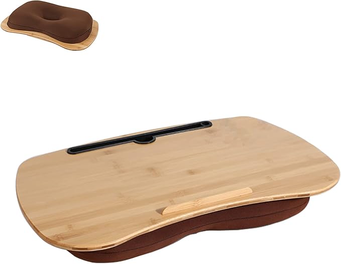 SUMISKY Lap Desk-Portable Laptop Table with Cushion Bamboo Platform Phone Holder L(21.6"x13.8")