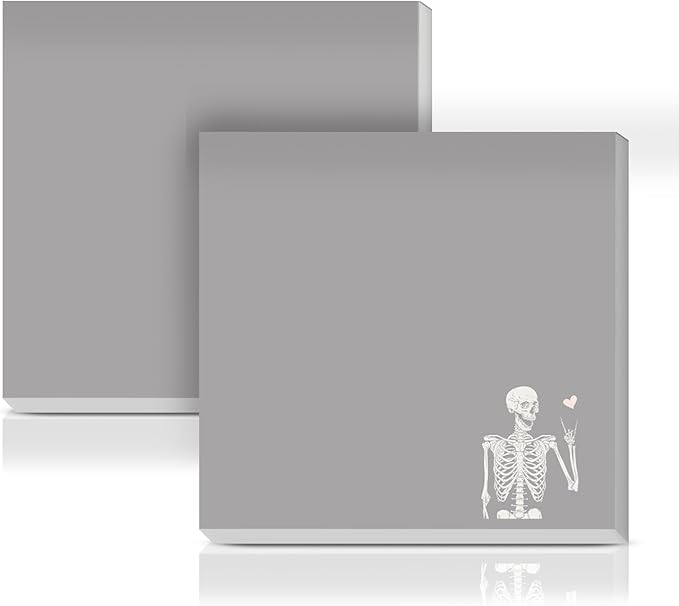 Sticky Notes 3x3 Inches, 2 Pads Cute Colorful Self-Stick Note Pads, Easy to Post for Home, Office and Daily Life Organization Cute Skull Heart