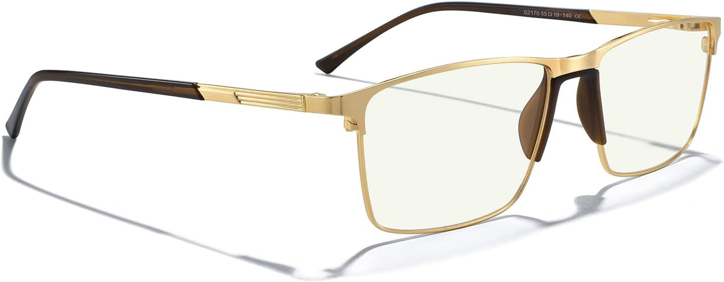 MERRY'S Fashion Blue Light Blocking Glasses - Reading Glasses Metal Frame Spring Hinge Readers for Men Eyeglasses