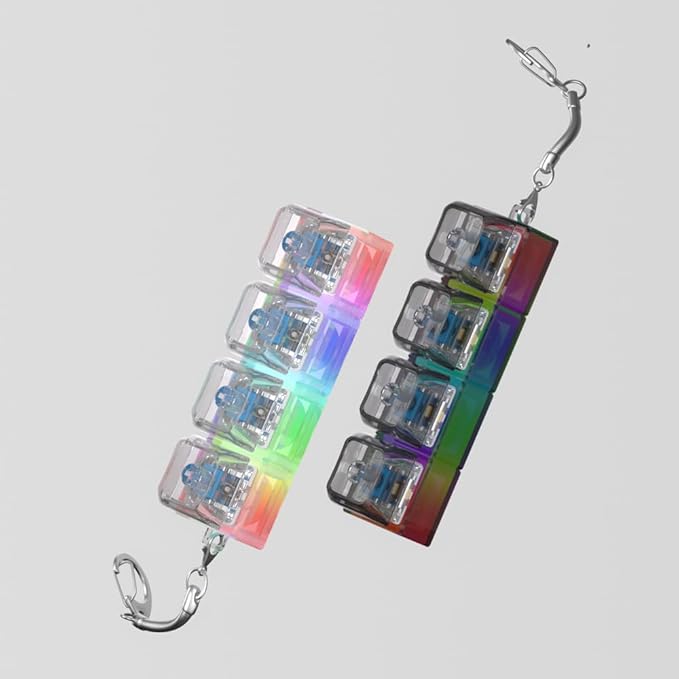 2 Pcs Keyboard Fidget Toy for Adults Fidget Keyboard Clicker Toys with LED Lights Keychain Stress Relief for Anxiety Decompression (Black and White)