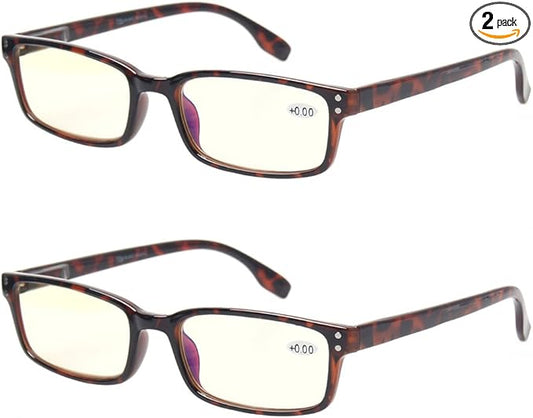 Kerecsen Computer Glasses 2 Pair UV Protection, Anti Blue Rays, Anti Glare and Scratch Resistant Computer Reading Glasses (Demi, 1.00, multiplier_x)