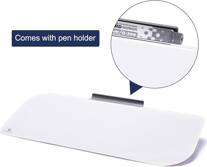 TSJ OFFICE Glass Dry-Erase whiteboard - 16 X 6 Inches Tabletop Easel whiteboard with Stand, Desk Board Buddy for Artist, Teacher and Student