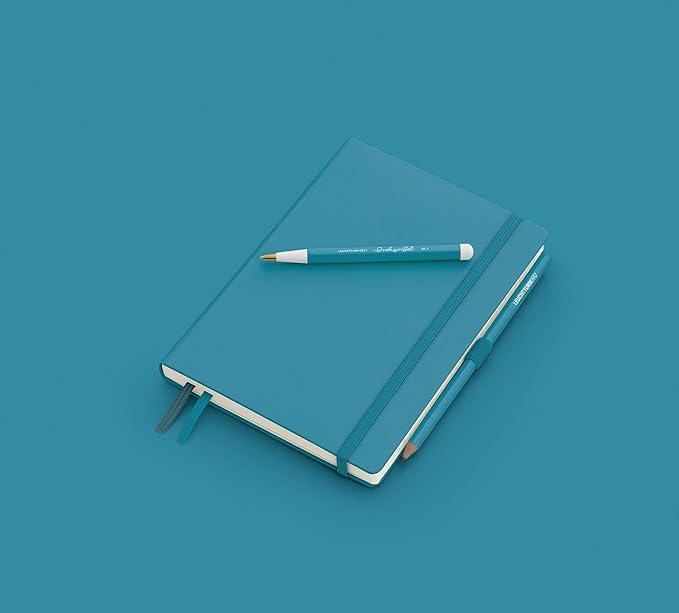 LEUCHTTURM1917 - Notebook Softcover Medium A5-123 Numbered Pages for Writing and Journaling (Ocean, Plain)