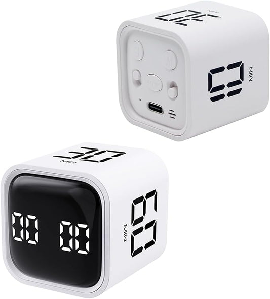 Productivity Timer Flip Gravity Sensor Cube Timer Countdown & Countup,Mute & Vibrate & Sound，5/10/30/60min & Custom Timing, Perfect for ADHD,Work,Learning,Kitchen Cooking