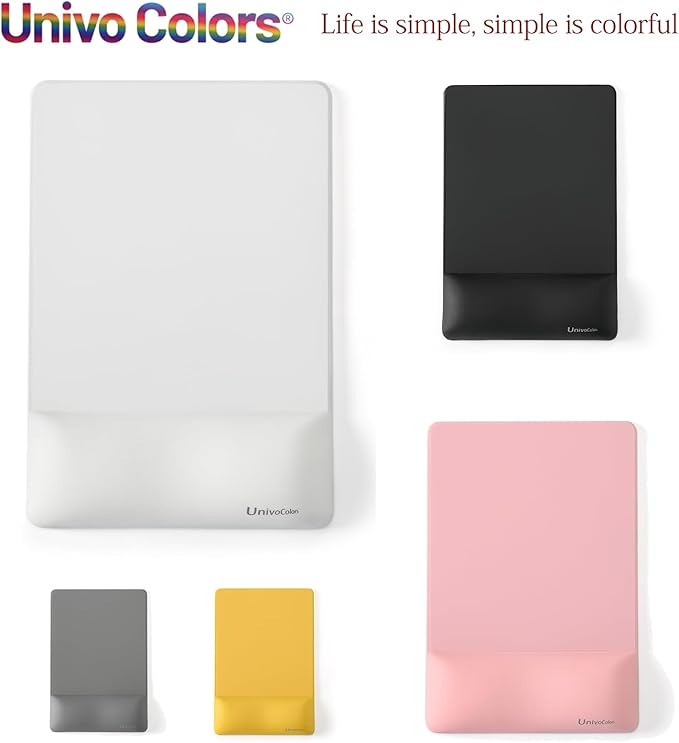 univo colors Design-Wave Wrist Rest Mouce Pad,PE Mouse Sliding Panel+Artificial Sheepskin+Memory Foam+Ergonomic+Anti-Slip Gel,Resilience Support During Work and Gaming,Mouce Accessory,Grey