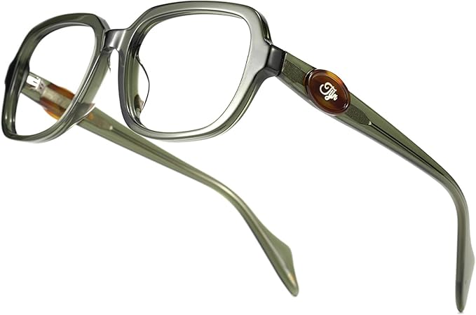 TIJN Vintage Inspired Blue Light Blocking Glasses, Modern Square Acetate Computer Screen Eye Glasses for Woman Men, AL01