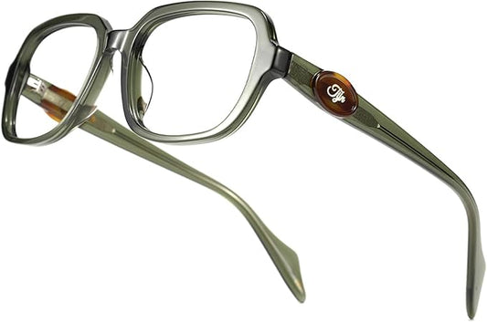 TIJN Vintage Inspired Blue Light Blocking Glasses, Modern Square Acetate Computer Screen Eye Glasses for Woman Men, AL01