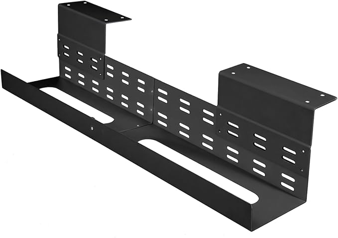 Under Desk Cable Management Tray, Power Strip Holder, Cord Organizer, Wire Tamer for Office and Home, Black (27 inch)