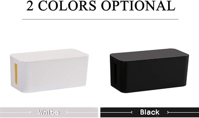 [Set of 3] 3 Cable Management Boxes + 3 Wire Ties, Large Cord Box Organizers to Hold and Hide Power Strip Charger Adapter Power Cord Charging Station USB HUB (Black)