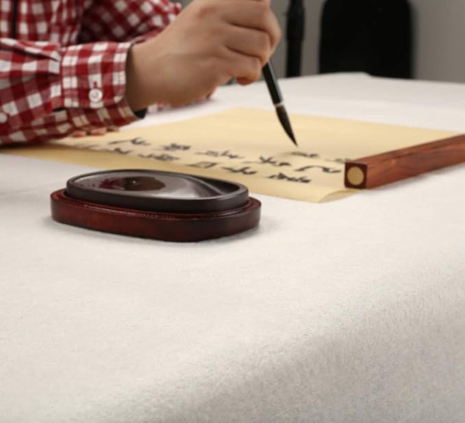 MEGREZ Chinese Calligraphy Drawing Felt Mat, Sumi Xuan Paper Painting Felt Desk Pad for Chinese Calligraphy Writing Japanese Drawing, White, 31.5 x 47.2 inch (80 x 120cm)