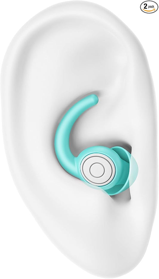 Ear Plugs for Sleeping Noise Cancelling Silicone Earplugs Noise Reduction, 2 Pairs Ear Plugs for Sleeping Reusable Noise Sound Blocking Earplugs for Sleep,Snoring,Concerts,Focus,Flight (bluewhite)