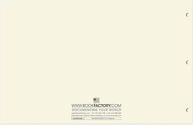 BookFactory Ledger Pad/Large 3 Column Accounting Ledger Columnar (Three Columns) Pads - 17'' x 11'', 50 Pages, Notepad Landscape Format (PAD-050-CLCPD3(17x11-Ledger-3))-AX)