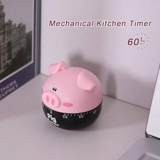Cute Cartoon Pig Kitchen Timer,Mechanical Timers Counters,for Cooking Timing Tool Alarm Clock,Portable Alarm Clock Kitchen Cooking Tool()