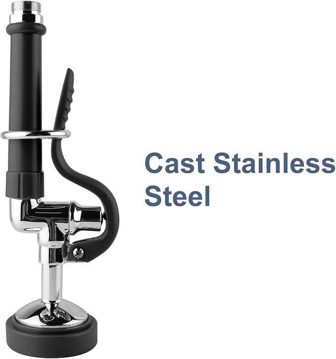 Pre Rinse Sprayer Commercial Sink Sprayer Head,1.42GPM Spray Valve Dish Nozzle with Ergonomic Handle, Faucet Parts for Commercial Kitchen Faucet,Chrome Finished（Black）