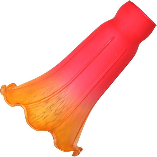 Bieye LS69 Lily Flower Blown Glass Lampshade (Red Yellow, Opening I.D. 1.26" x O.D. 1.5")