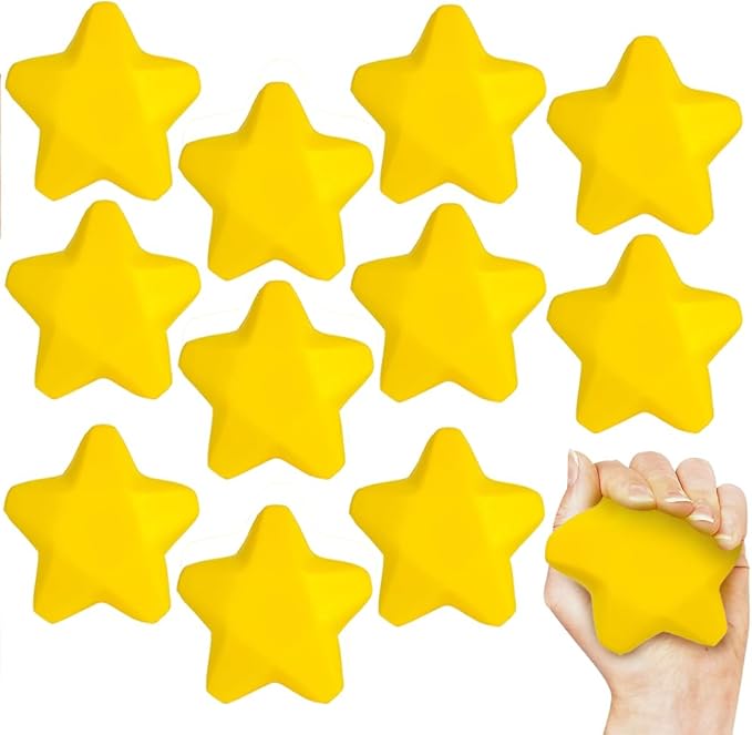 ArtCreativity 12 Pack Star Squishy Stress Balls - 3 Inch Spongy Squeeze Toys Yellow Stress Stars - Kids & Adults, Stress Relief, Party Favors, Easter Goodie Bag Stuffers,Squishy Fidget Toys, Foam Ball