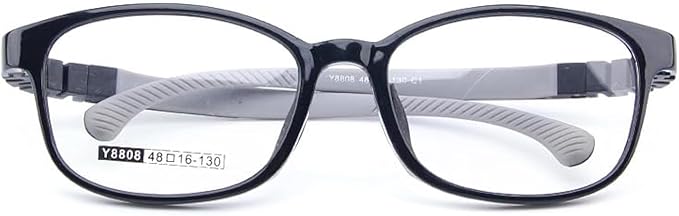 QYAJS Eyeglasses Frame Children Optical Glasses Frame TR90 Flexible Bendable One-piece Safe Eyeglasses Girls Boy (Light Black and Grey)