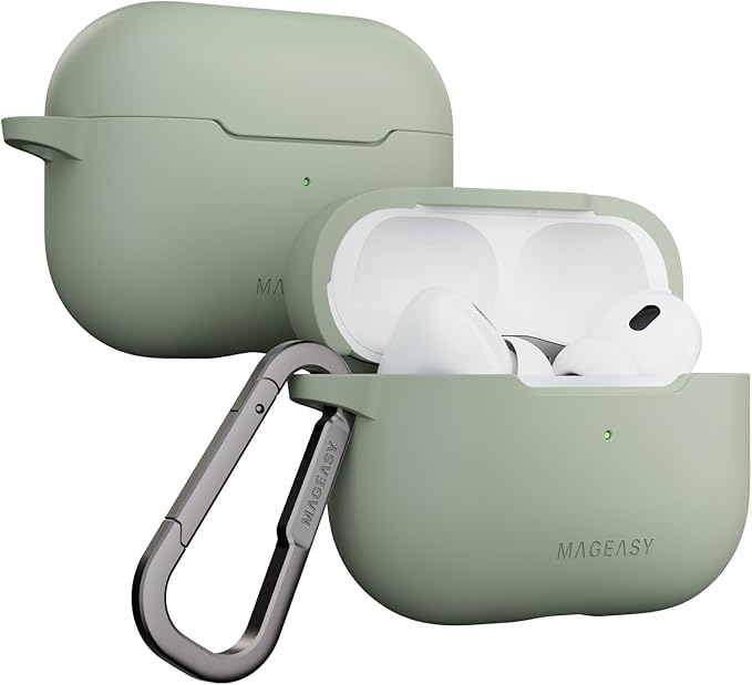 MAGEASY Designed for AirPods Pro 2 Case - Shockproof Protective Case for AirPods Pro & Pro 2, Stain-Resistant, Smooth & Skin-Friendly, Support Wireless Charging - Skin (Desert Green)
