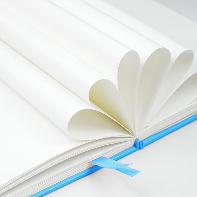 JOYEUX Blank Journal Notebook, A5, 160 Pages 100 Gsm Thick Sketch Books Hardcover Journal for Writing, 5.7 inches x 8 inches Notebooks for Work (Sky Blue)